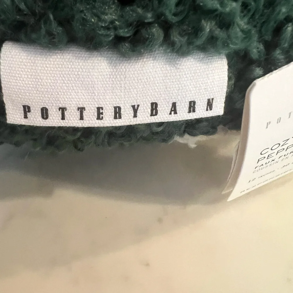 New Pottery Barn Cozy Teddy Peppermint Twist Candy Shaped Christmas Pillow